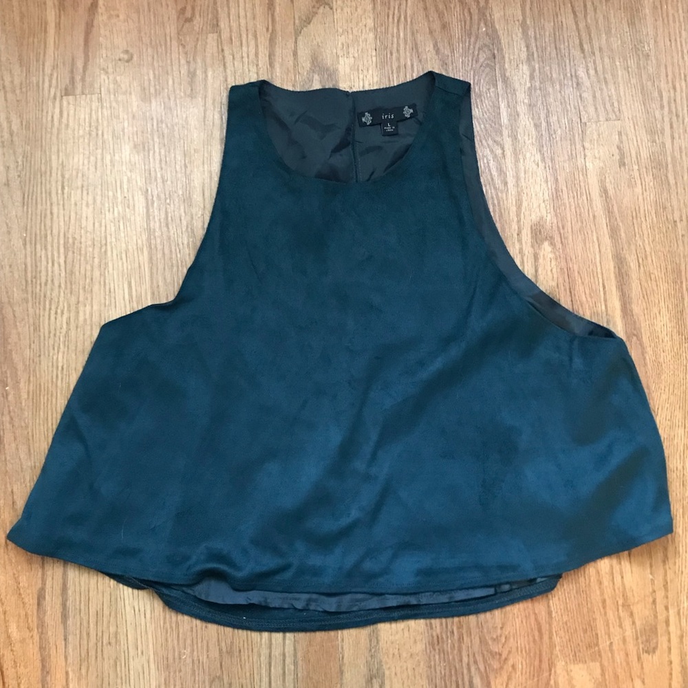 Hunter Green Suede Crop Top Sz L by iris